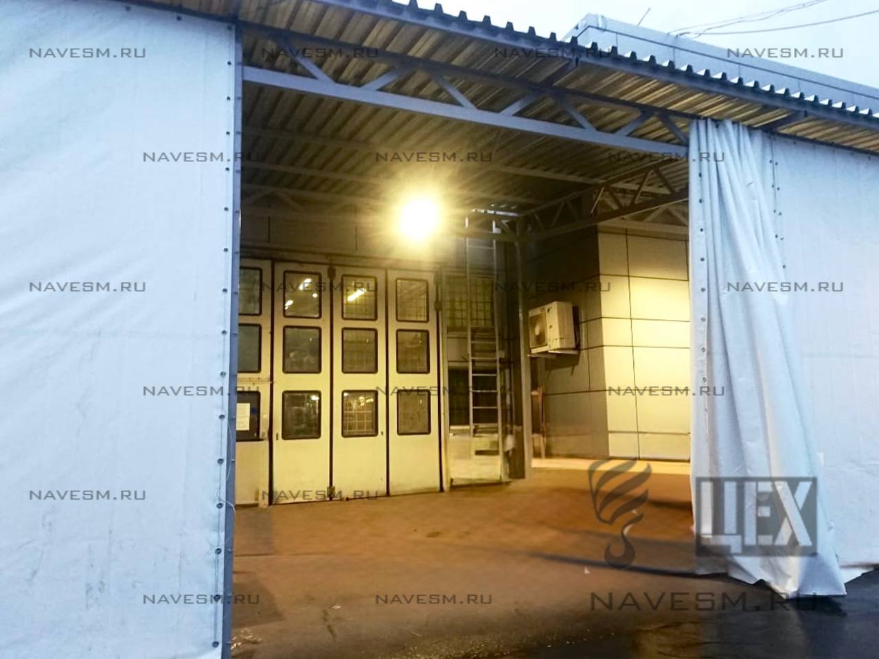 Навес односкатный с профлистом и тентом