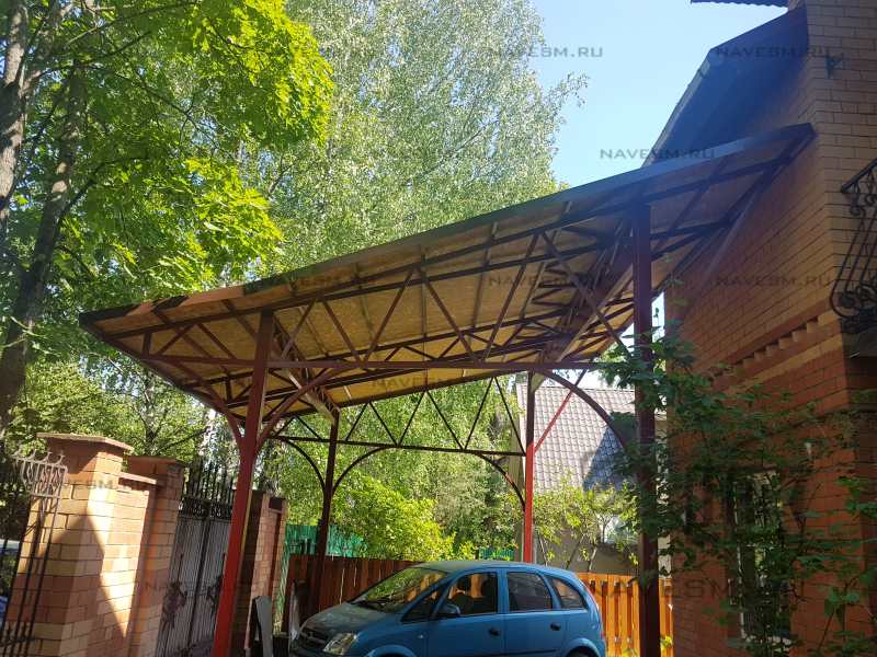 Балочный односкатный навес с мягкой черепицей
