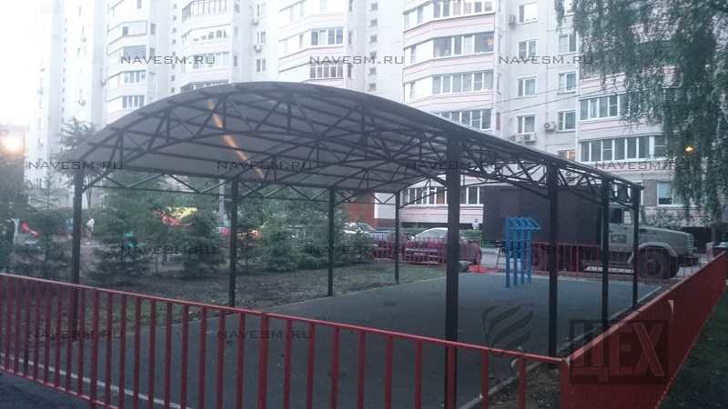 Арочный навес  для тренажерной площадки типовой  6х9м