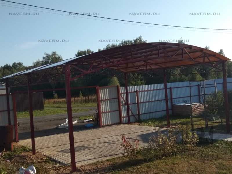 Арочный навес для авто с поликарбонатом 6х6м