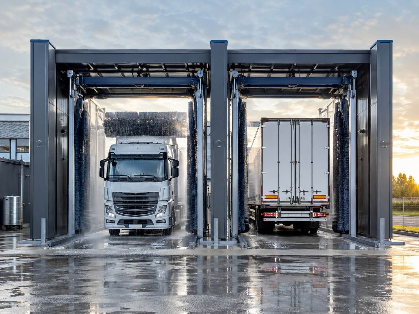 Портальная грузовая автомойка на 2 поста